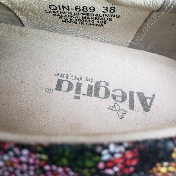 Alegria Qin Garland Shoe Womens 8-8.5 38 Black Floral Hook Loop Comfort Slip On - Picture 11 of 11